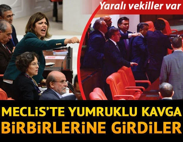 Κόλαση η τουρκική βουλή! Άγριο ξύλο με μπουνιές και κλωτσιές μεταξύ Τούρκων και Κούρδων βουλευτών (βίντεο)